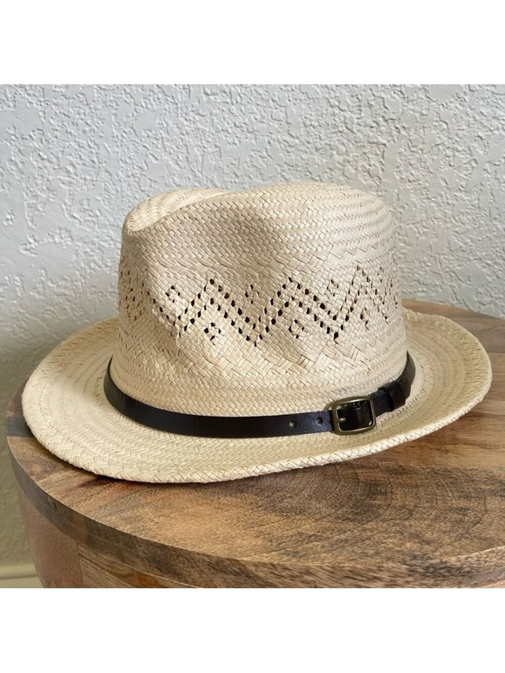 Lauren Ralph Lauren Women's Fedora Style Straw Hat With Leather Band One Size